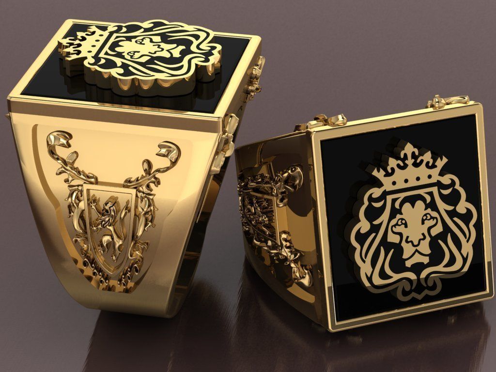 lion ring for men  3D print model_6