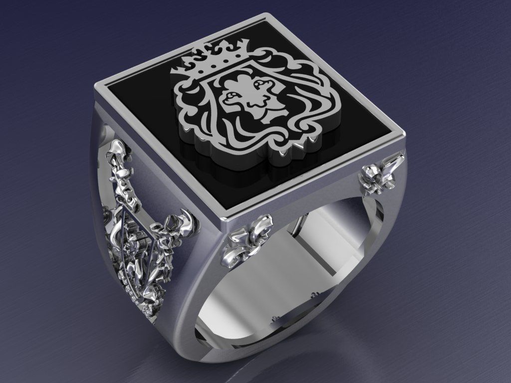 lion ring for men  3D print model_3