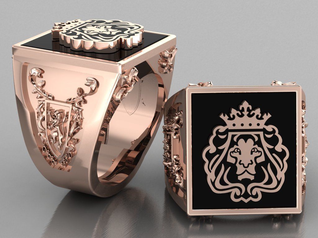 lion ring for men  3D print model_4