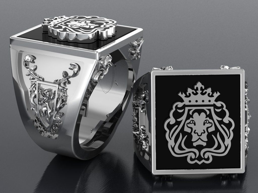 lion ring for men  3D print model_2