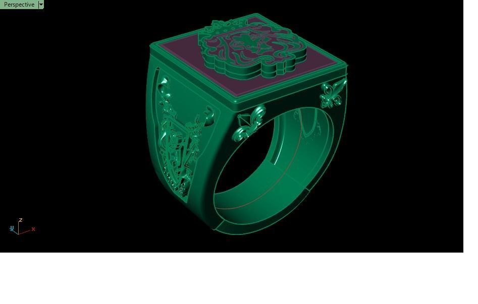 lion ring for men  3D print model_10