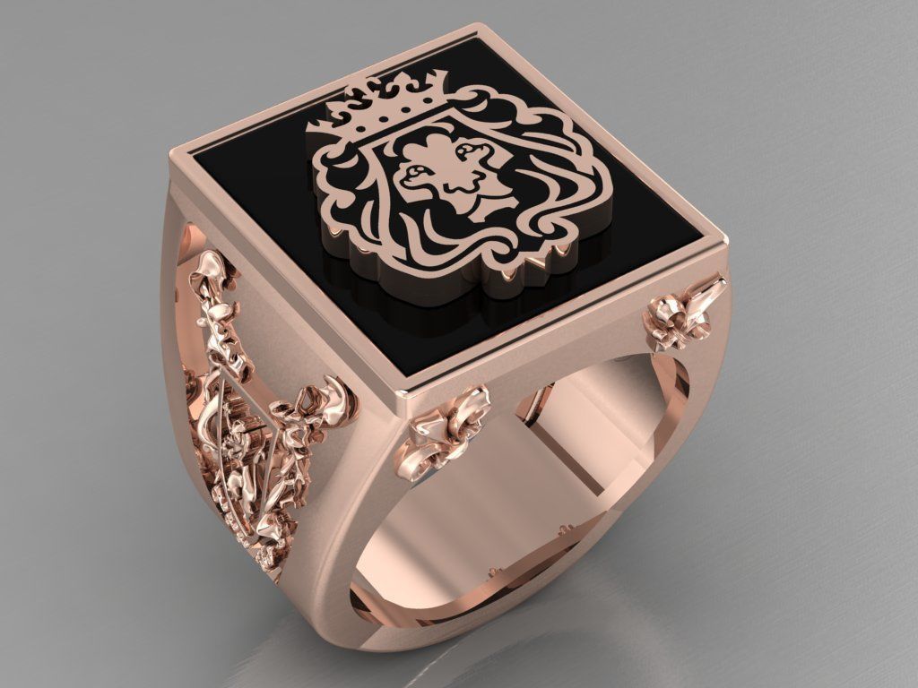 lion ring for men  3D print model_5