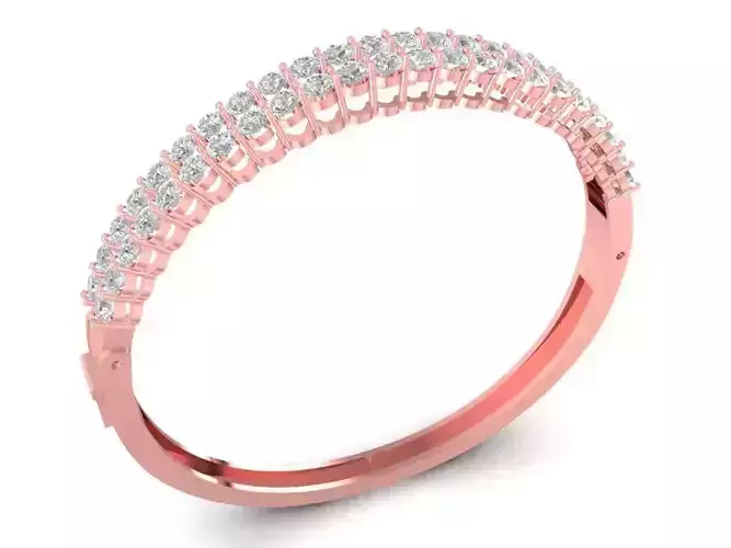 Luxury Double Row Diamond Women Bracelet 3D Model 2669