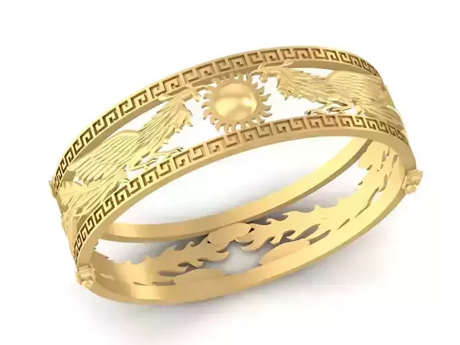 Sun Cloud Pattern Men Ring 3D Model 2670