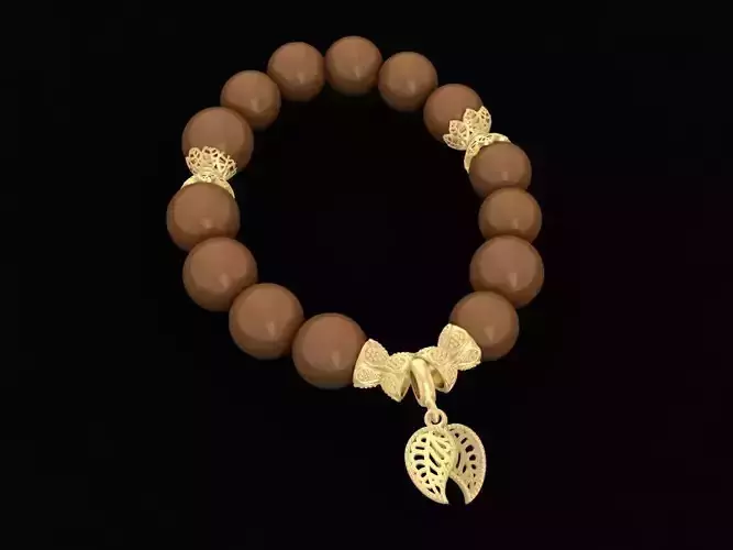 Leaf Flower Charm Bead Bracelet Jewelry 2681