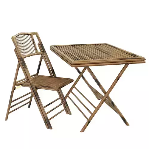 Bamboo folding chair and table exterior cafe