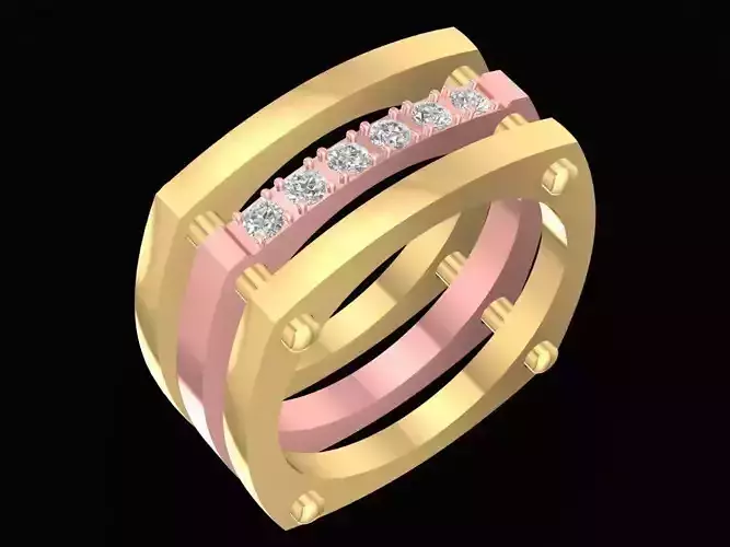 Modern Two Tone Diamond Ring for Women 2684