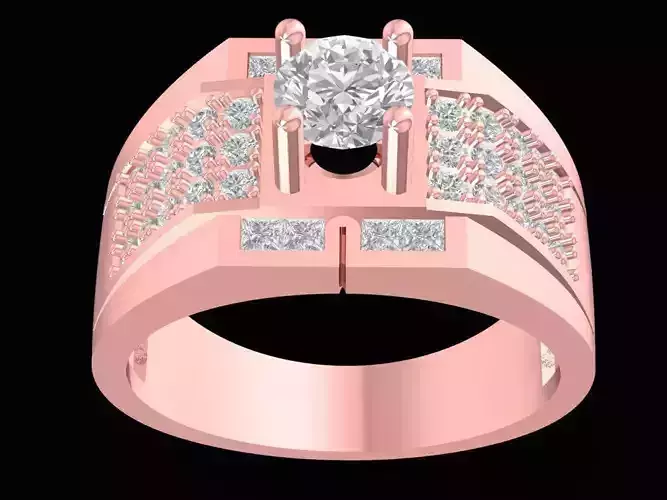 Modern Mens Diamond Ring Jewelry 3D Model 2689