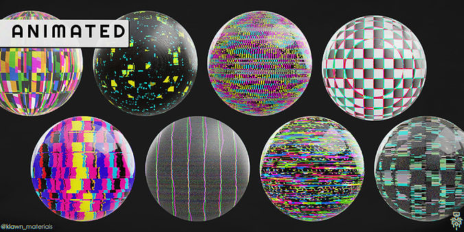 8in1 Blender Procedural Glitch Shaders for Blender Texture
