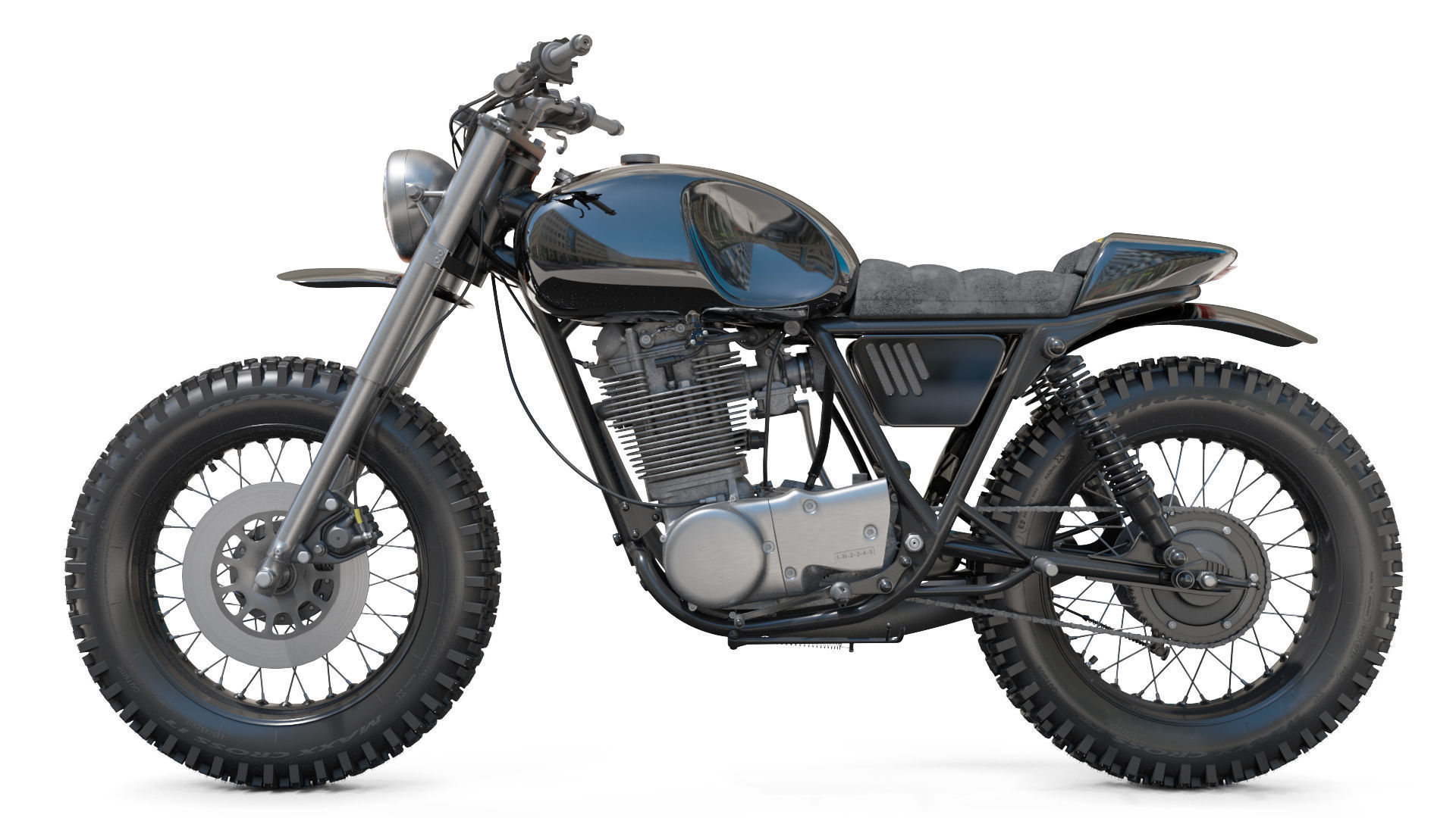 Yamaha SR500 Custom Bike 3D model_1