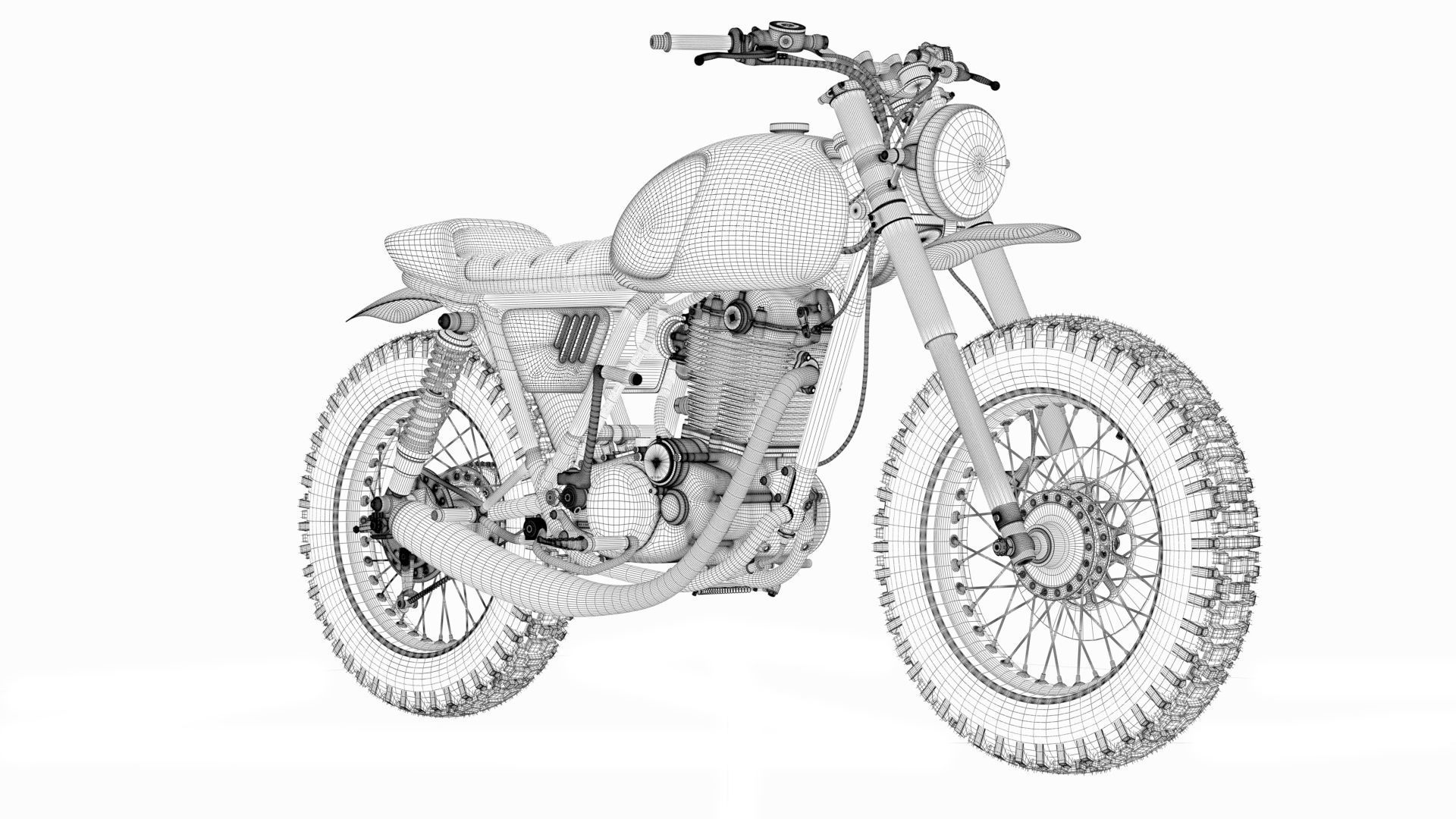 Yamaha SR500 Custom Bike 3D model_31