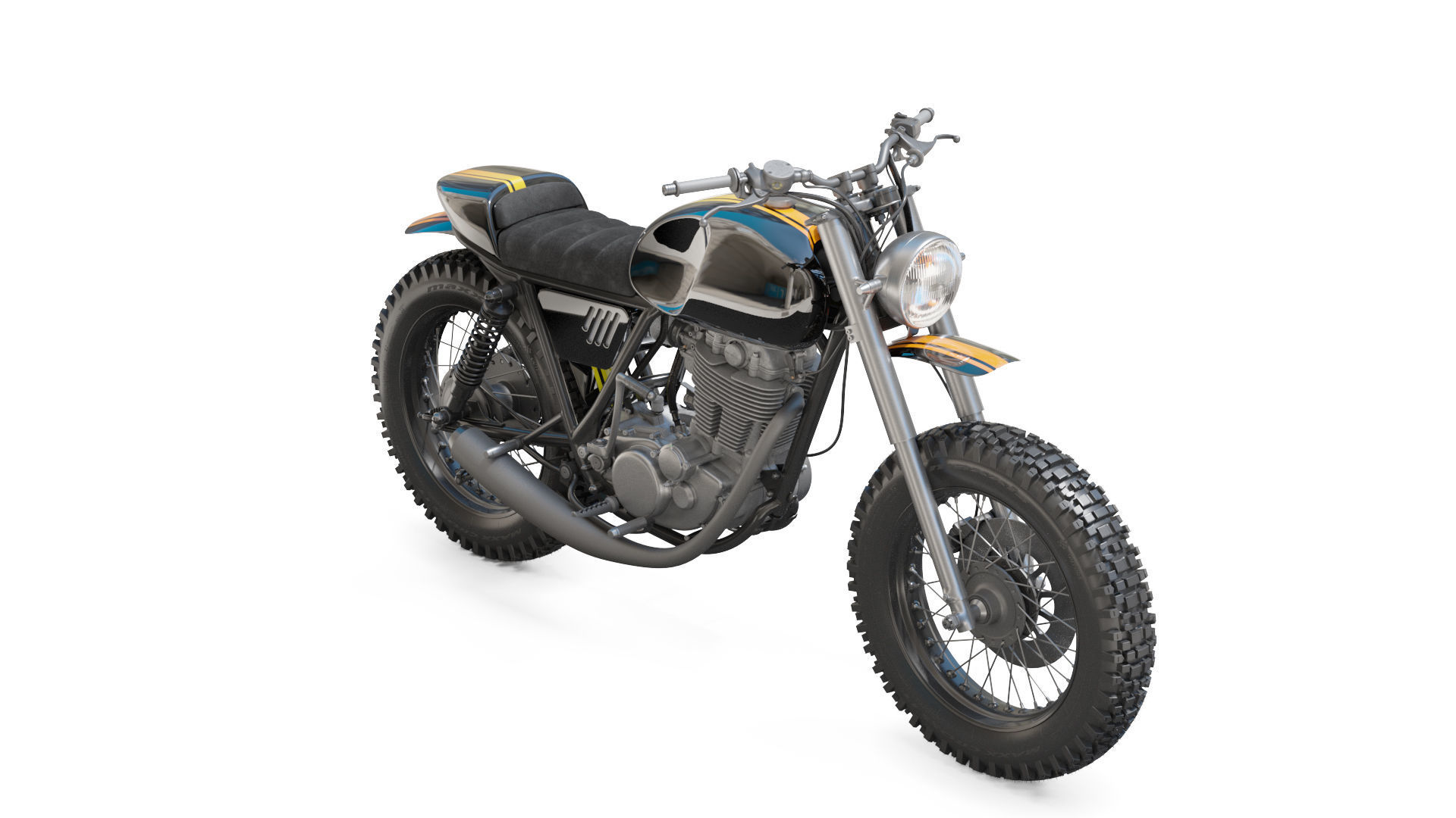 Yamaha SR500 Custom Bike 3D model_3