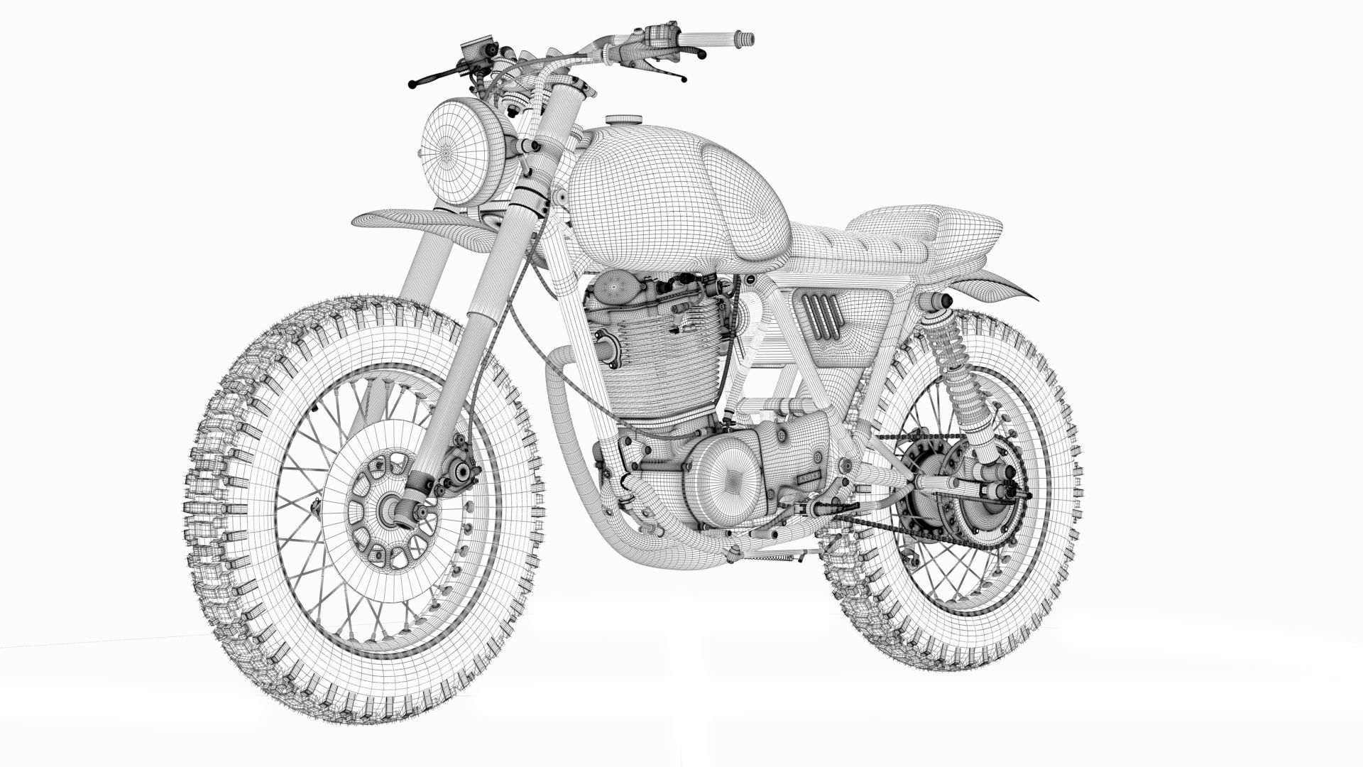 Yamaha SR500 Custom Bike 3D model_30