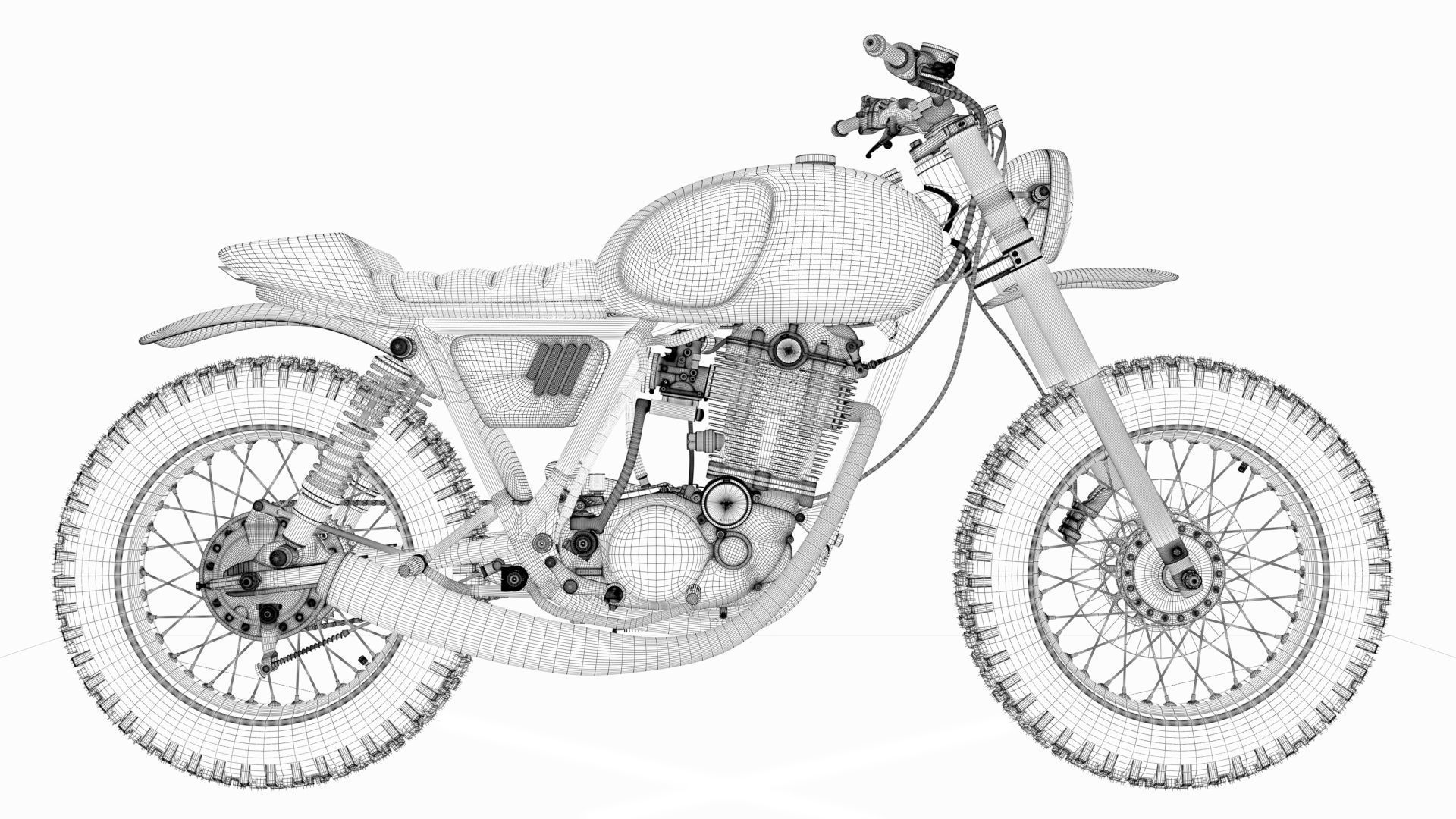 Yamaha SR500 Custom Bike 3D model_26