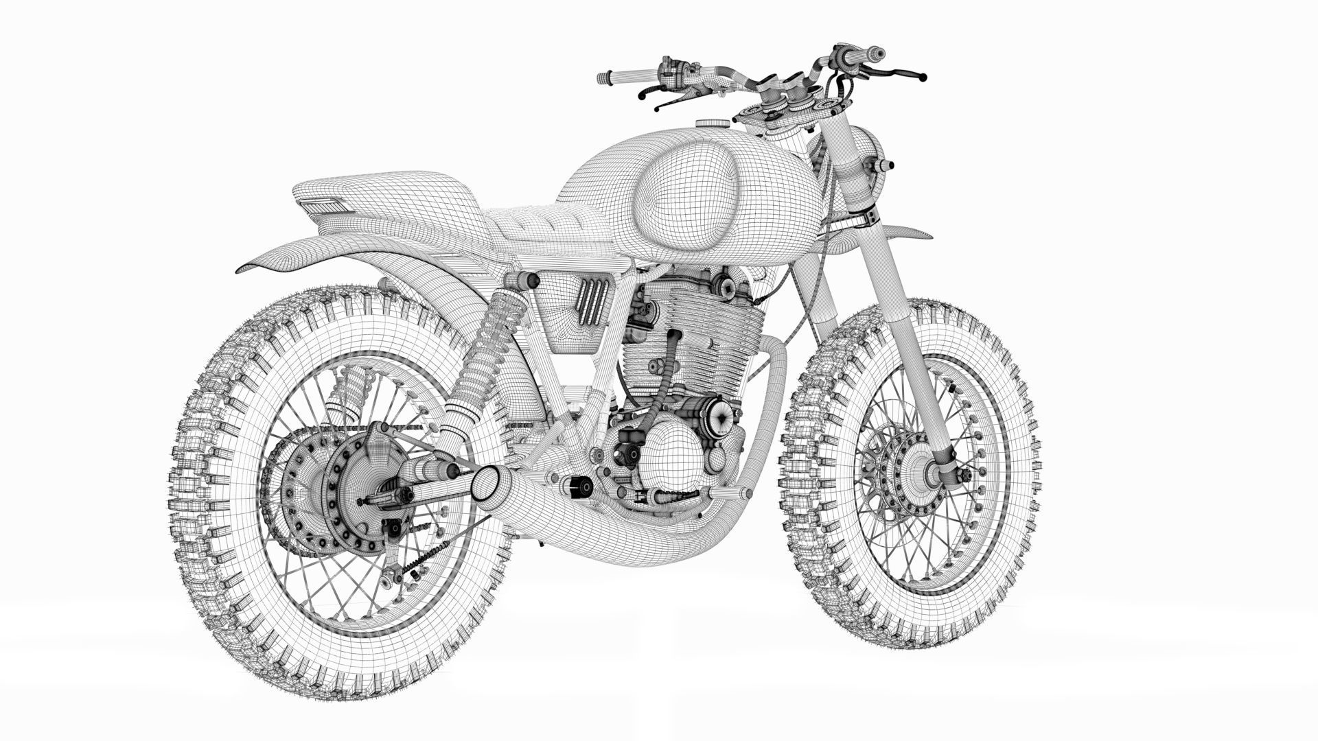 Yamaha SR500 Custom Bike 3D model_32