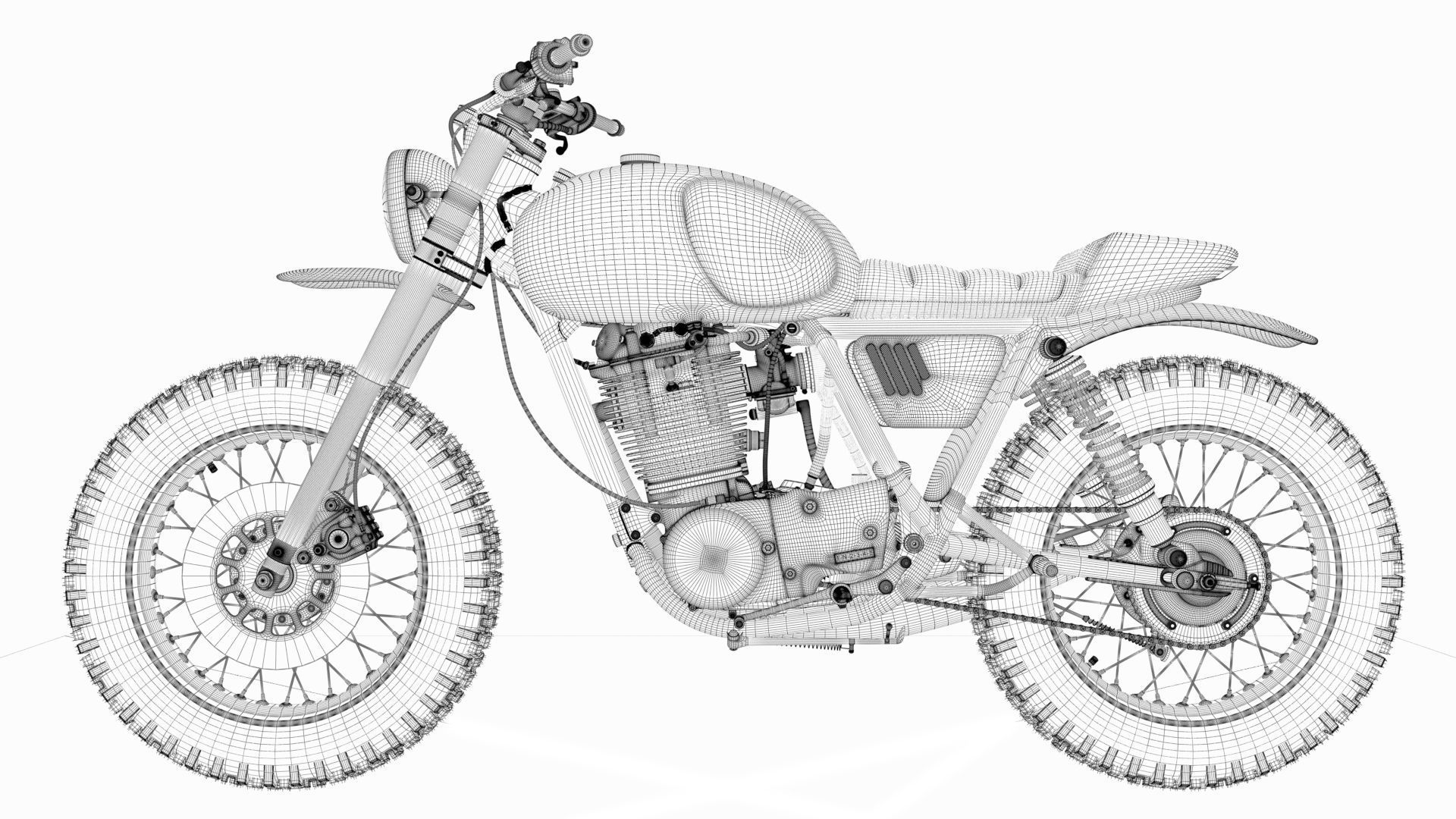 Yamaha SR500 Custom Bike 3D model_20