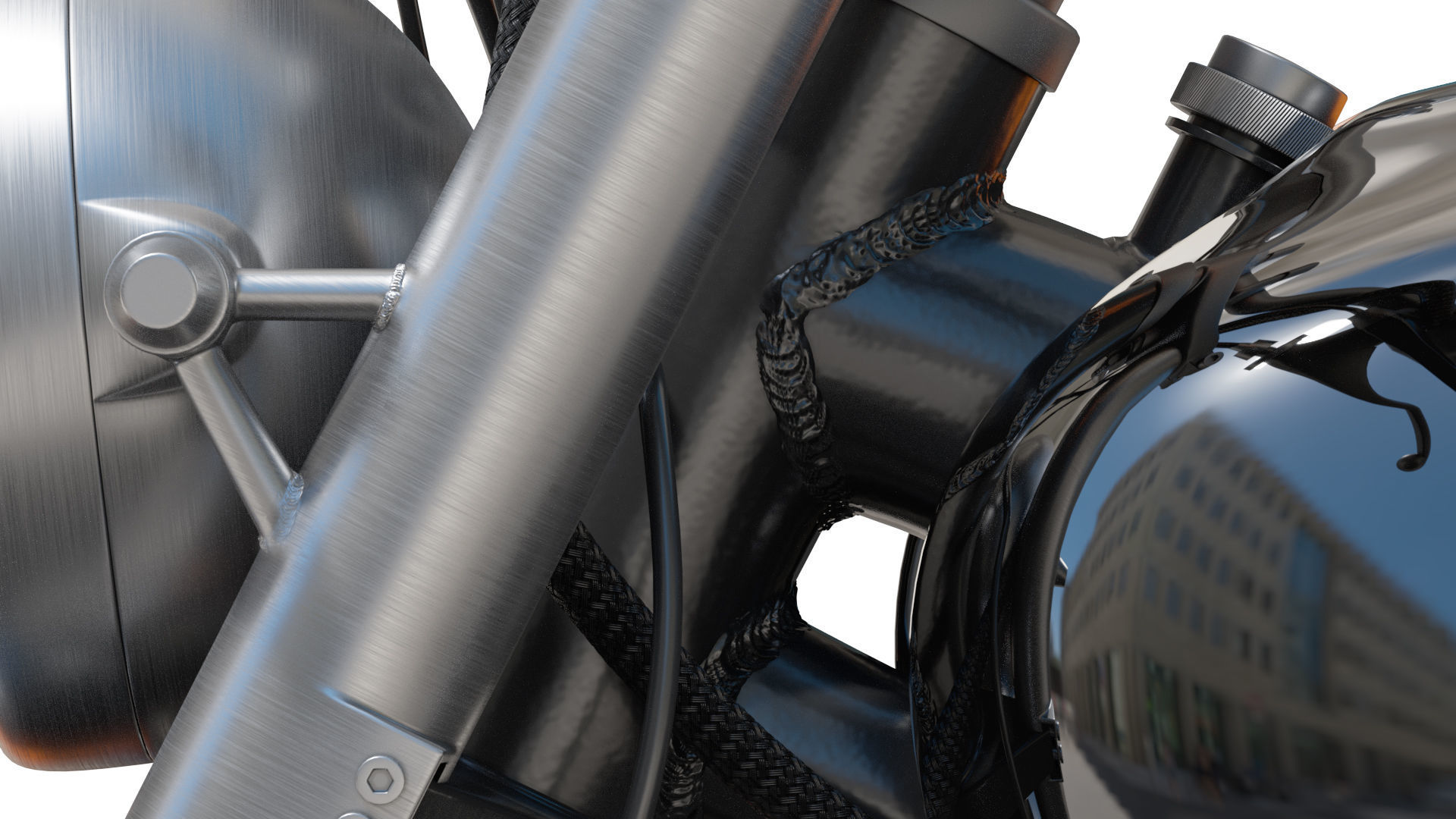 Yamaha SR500 Custom Bike 3D model_6