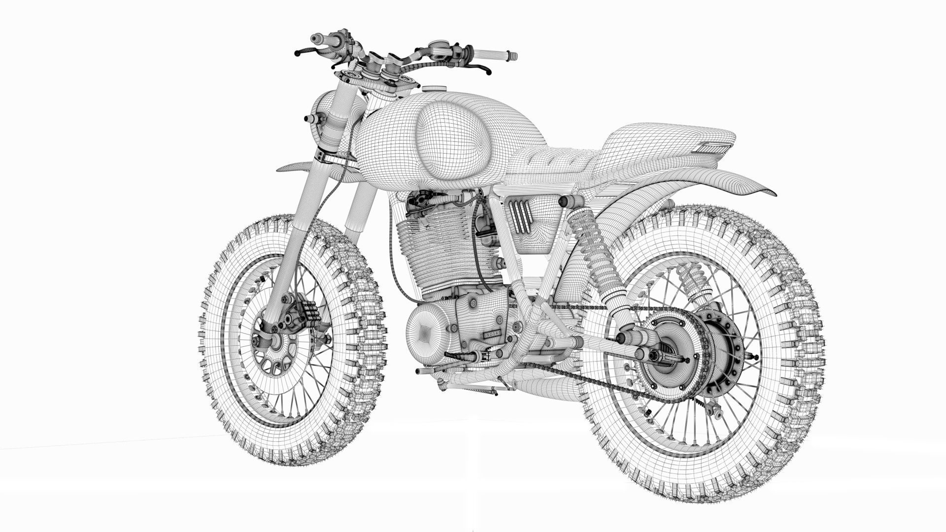 Yamaha SR500 Custom Bike 3D model_29