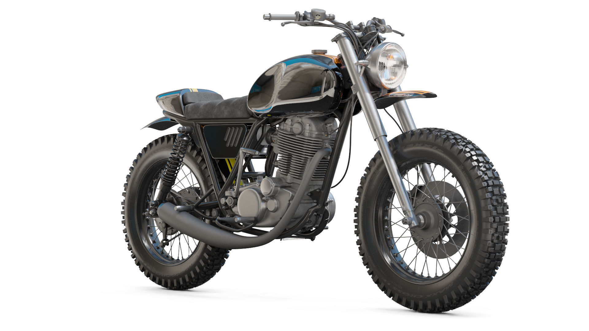 Yamaha SR500 Custom Bike 3D model_17