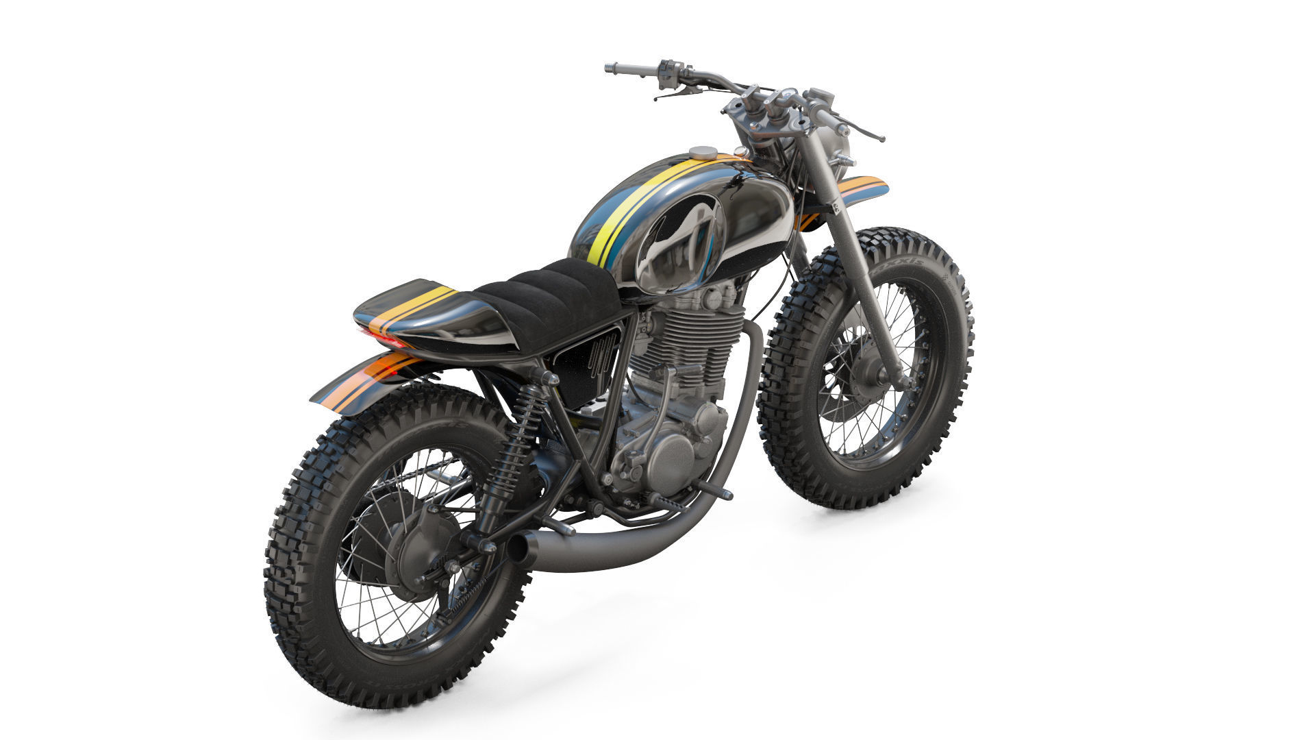 Yamaha SR500 Custom Bike 3D model_4