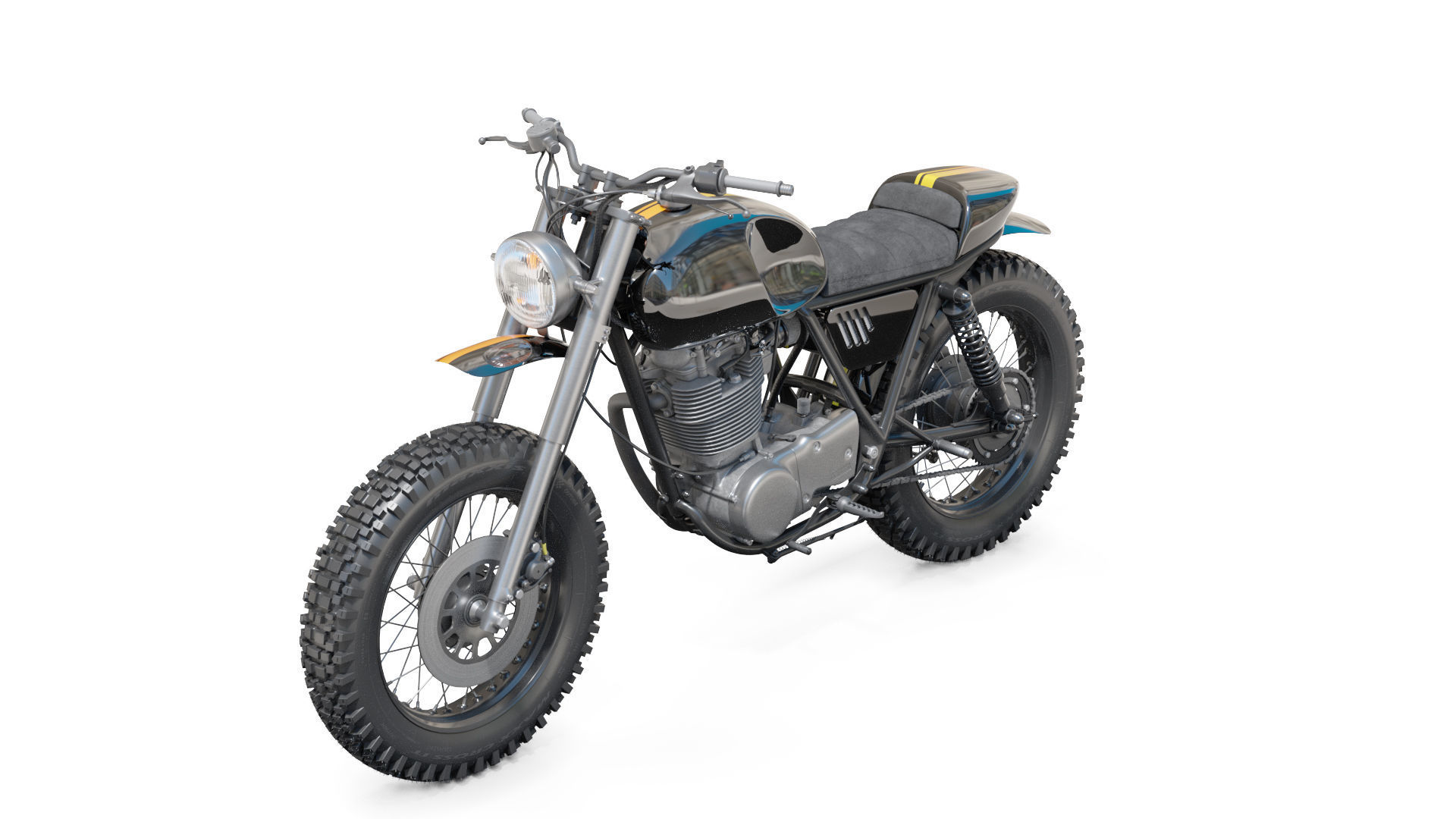 Yamaha SR500 Custom Bike 3D model_2