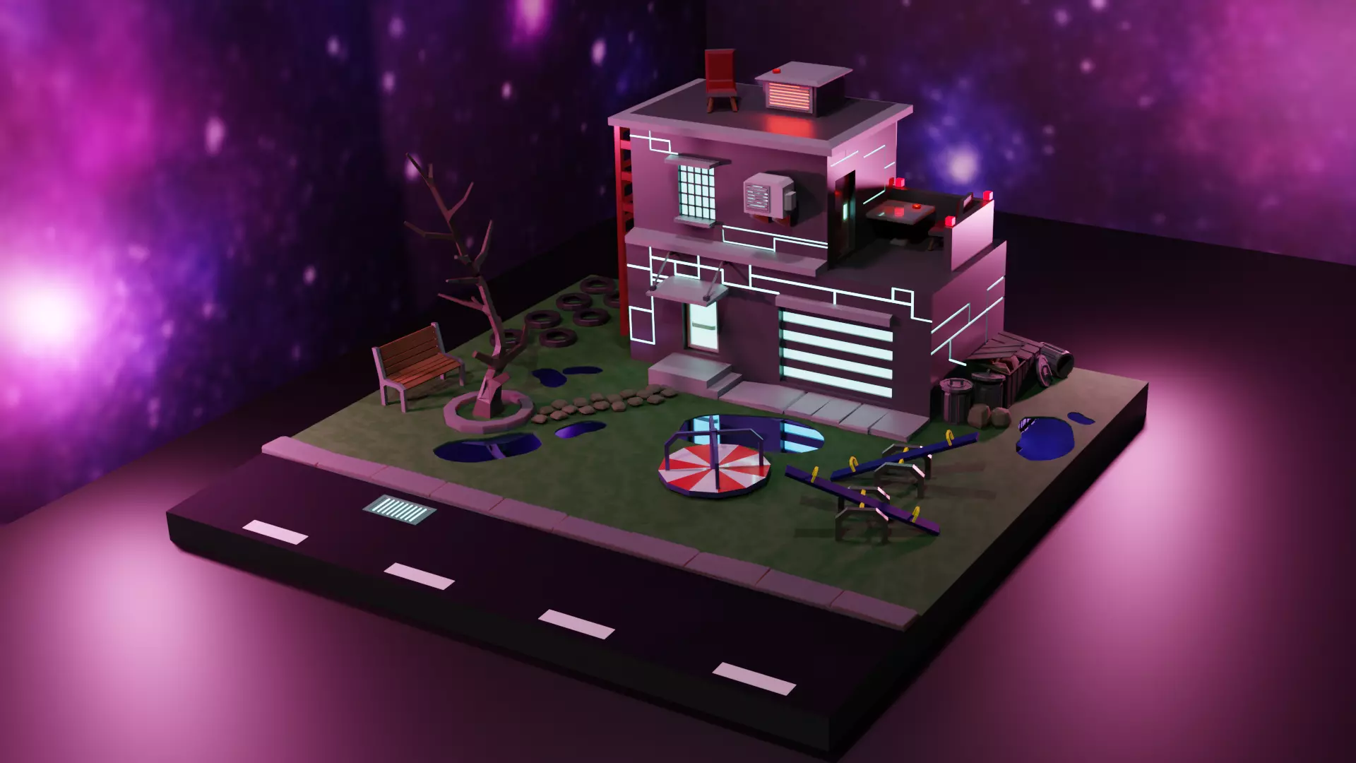 Original house low-poly game ready Low-poly 3D model_0
