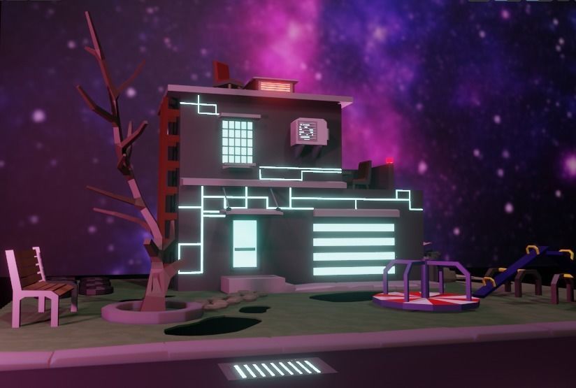 Original house low-poly game ready Low-poly 3D model_1