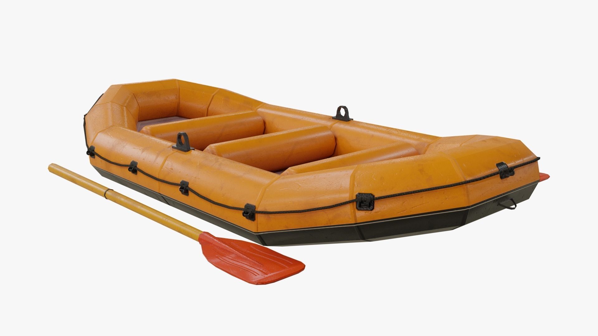 Inflatable Rubber Boat Low-poly 3D model_3