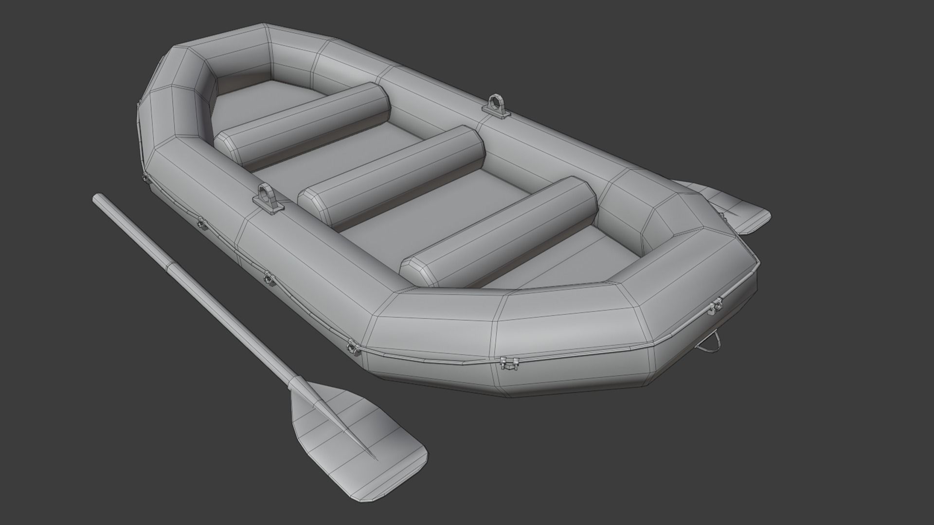 Inflatable Rubber Boat Low-poly 3D model_5