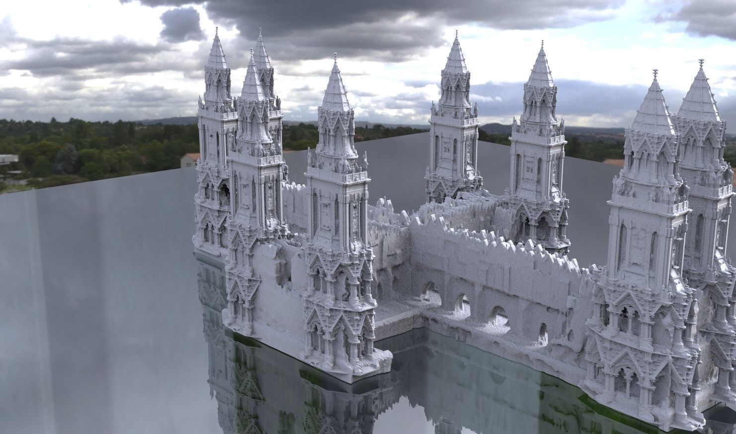 London fantasy architecture bridges 3D model_2