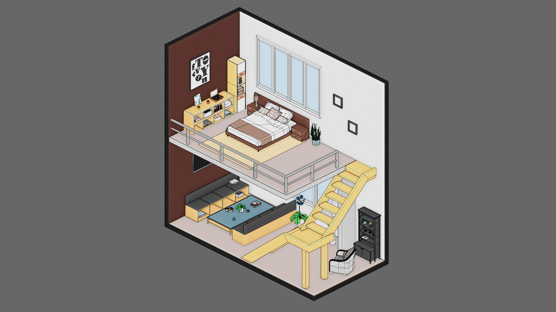 low poly interior 12 Low-poly 3D model_24