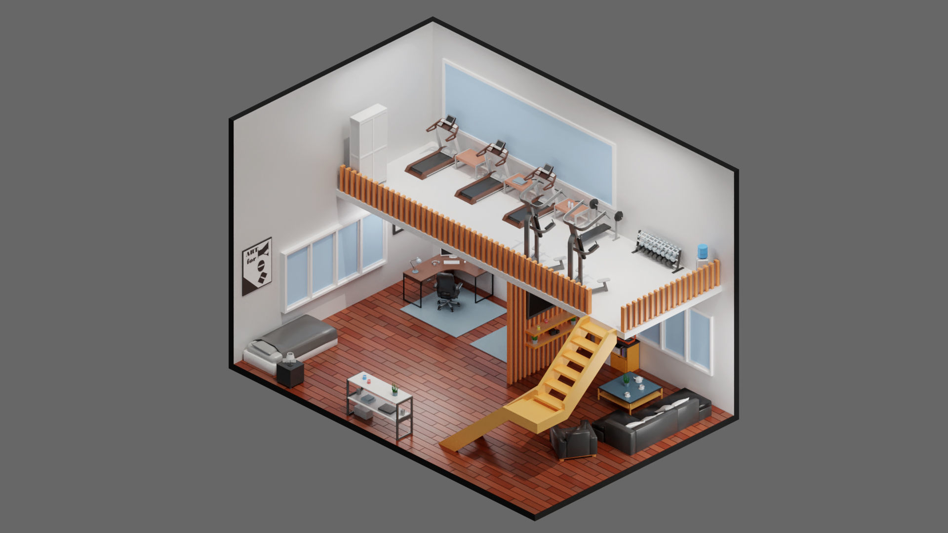 low poly interior 12 Low-poly 3D model_7