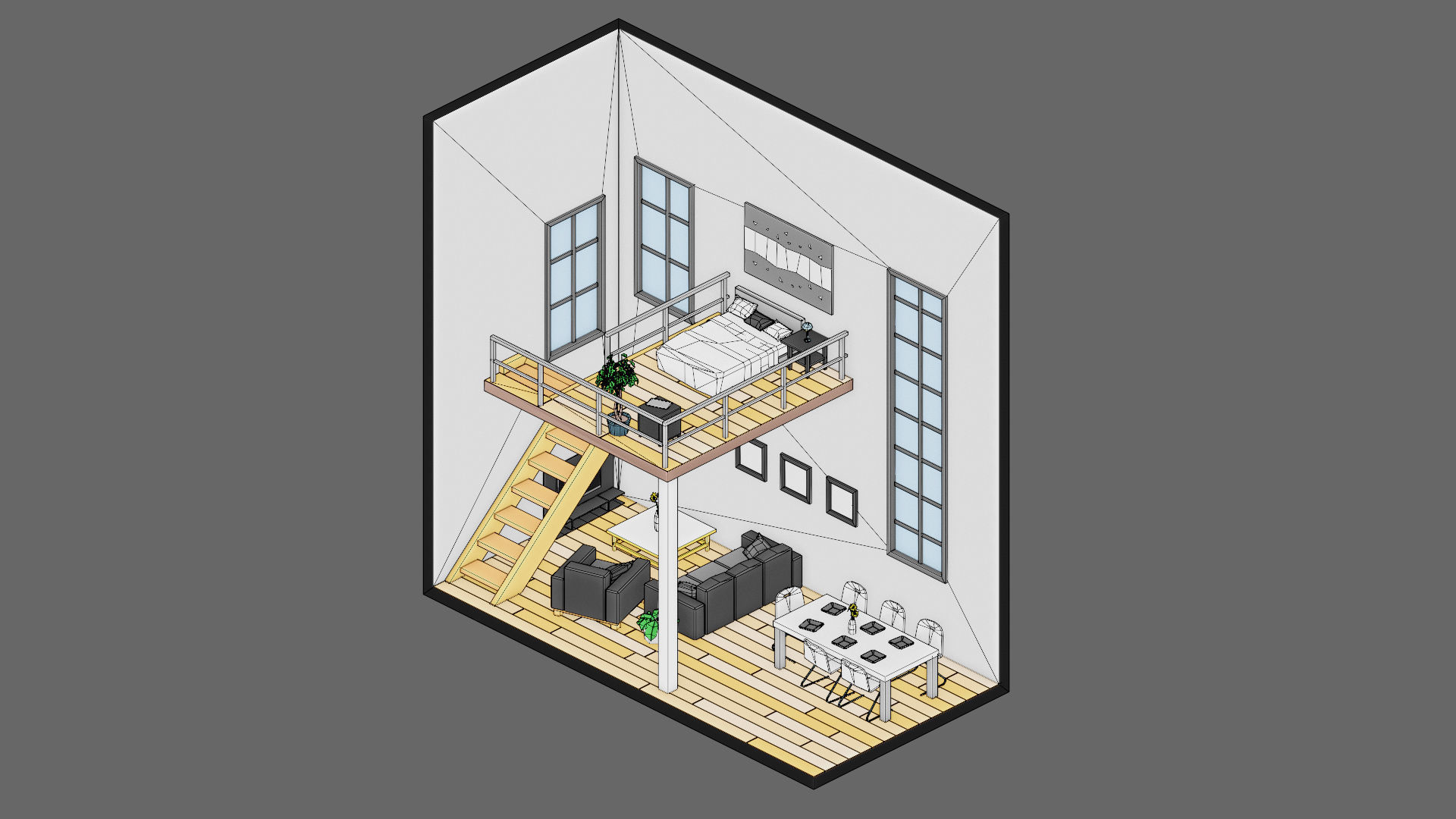 low poly interior 12 Low-poly 3D model_21