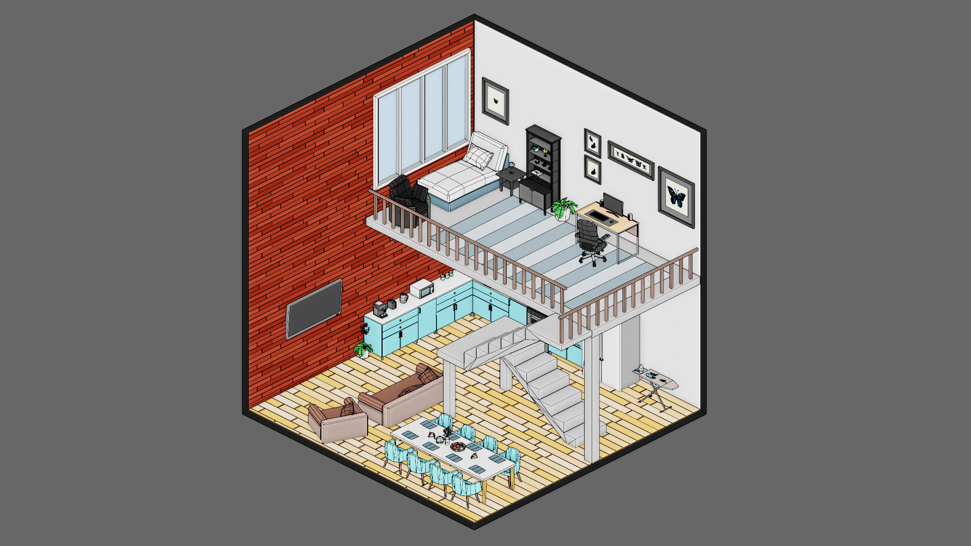 low poly interior 12 Low-poly 3D model_25