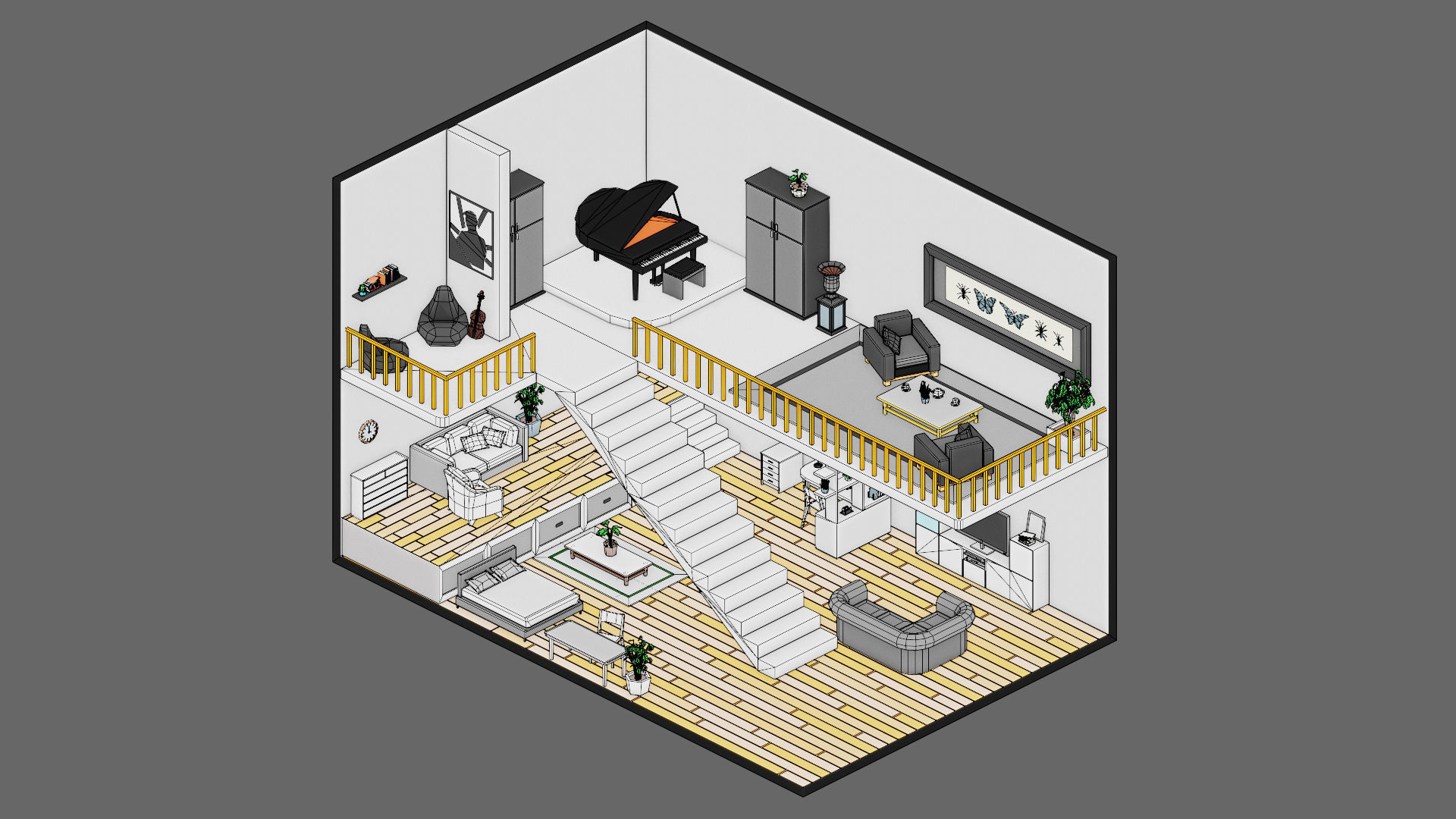 low poly interior 12 Low-poly 3D model_29