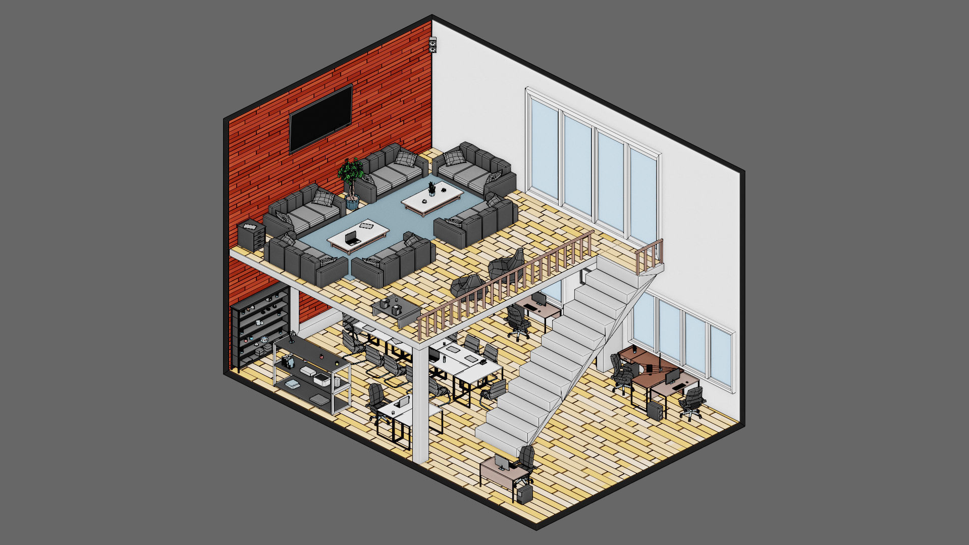 low poly interior 12 Low-poly 3D model_32