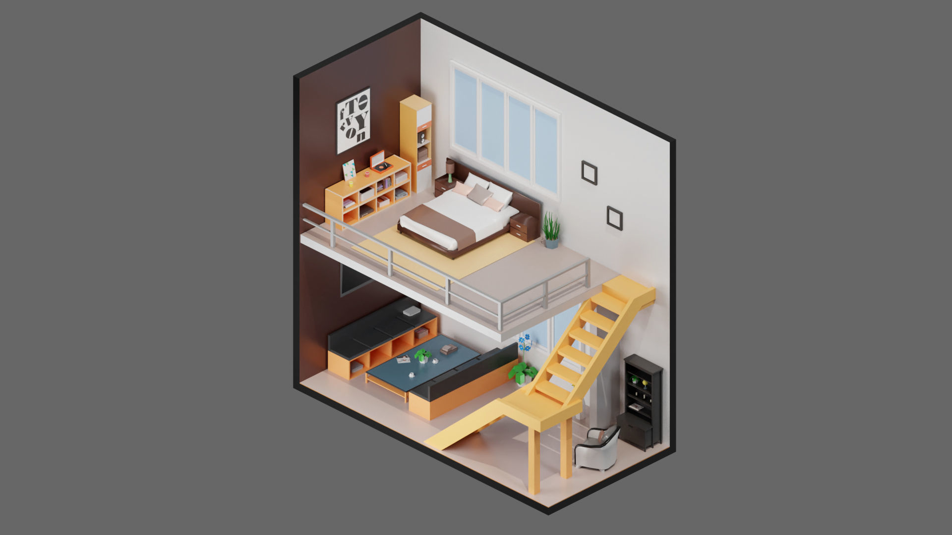 low poly interior 12 Low-poly 3D model_20