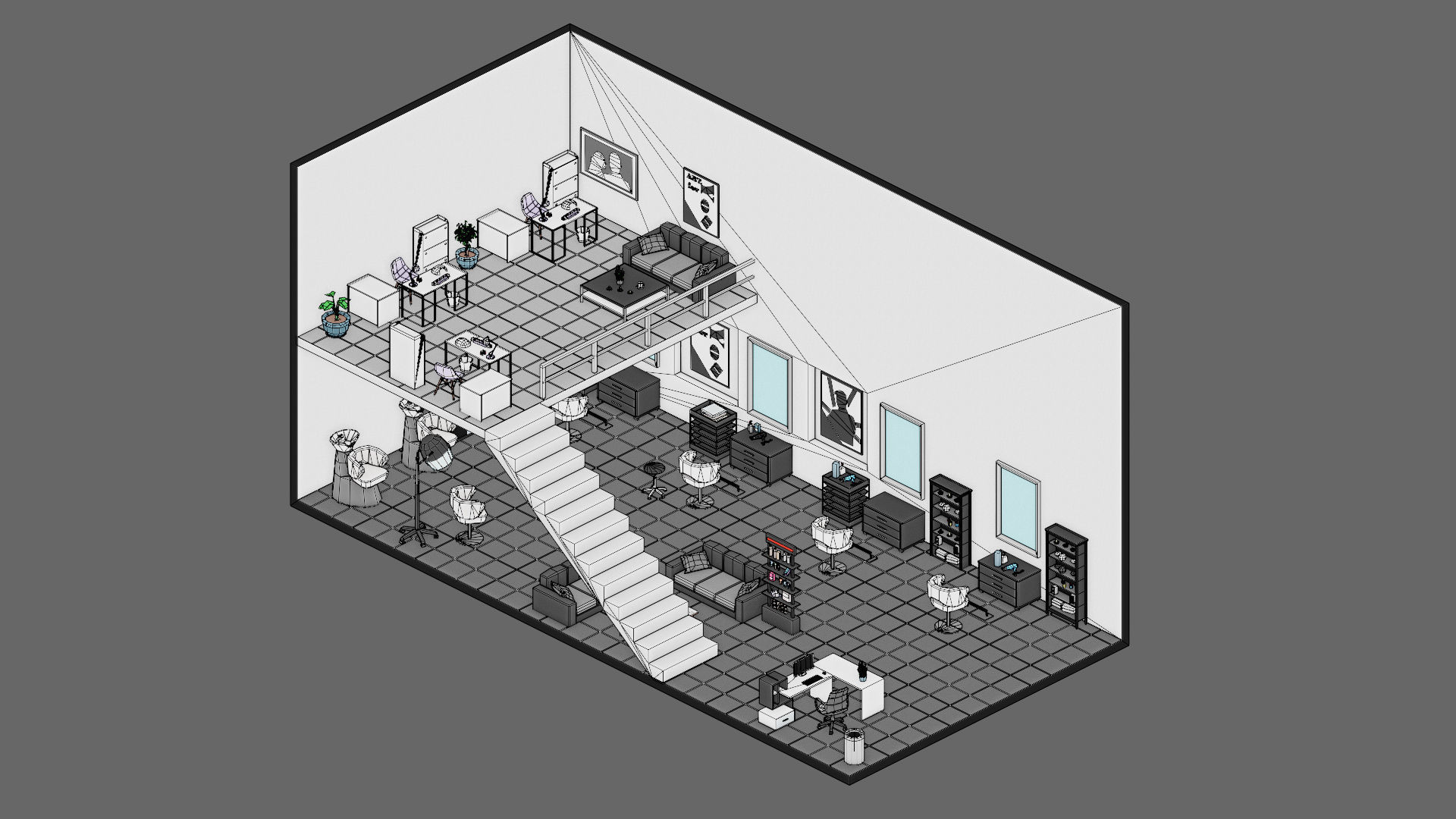 low poly interior 12 Low-poly 3D model_33