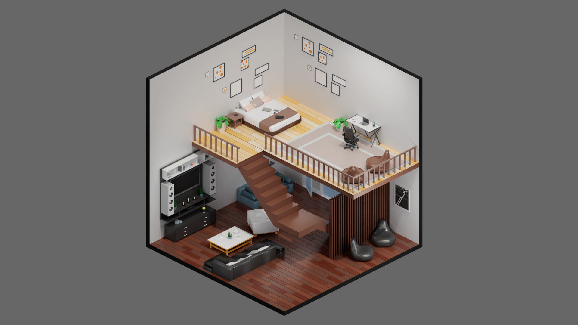 low poly interior 12 Low-poly 3D model_15