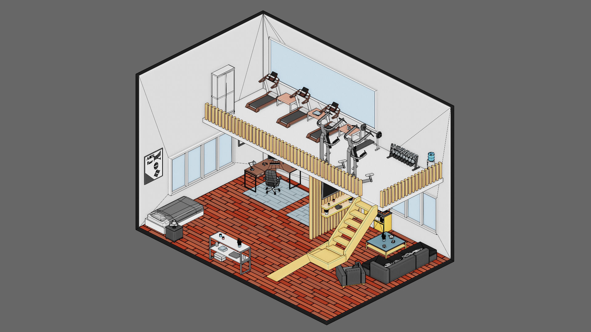 low poly interior 12 Low-poly 3D model_30