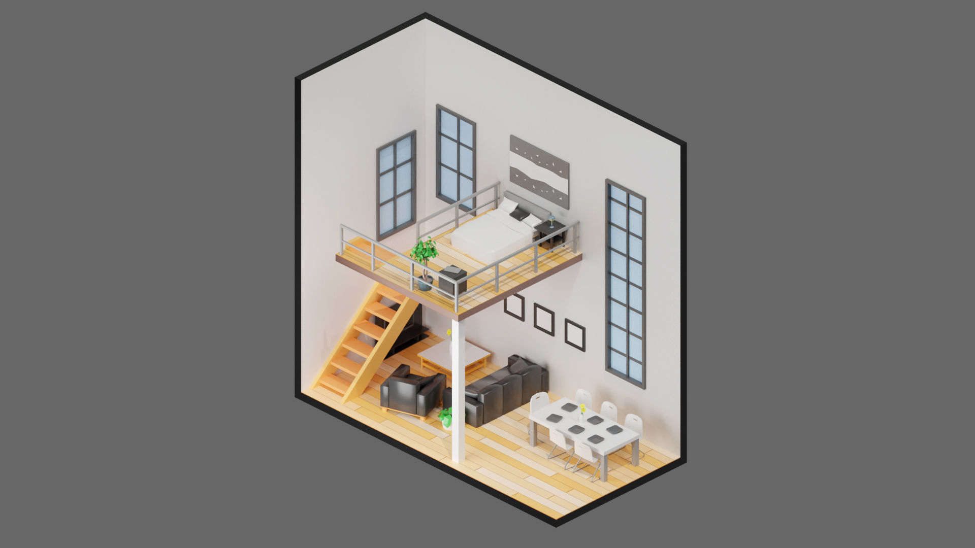 low poly interior 12 Low-poly 3D model_17
