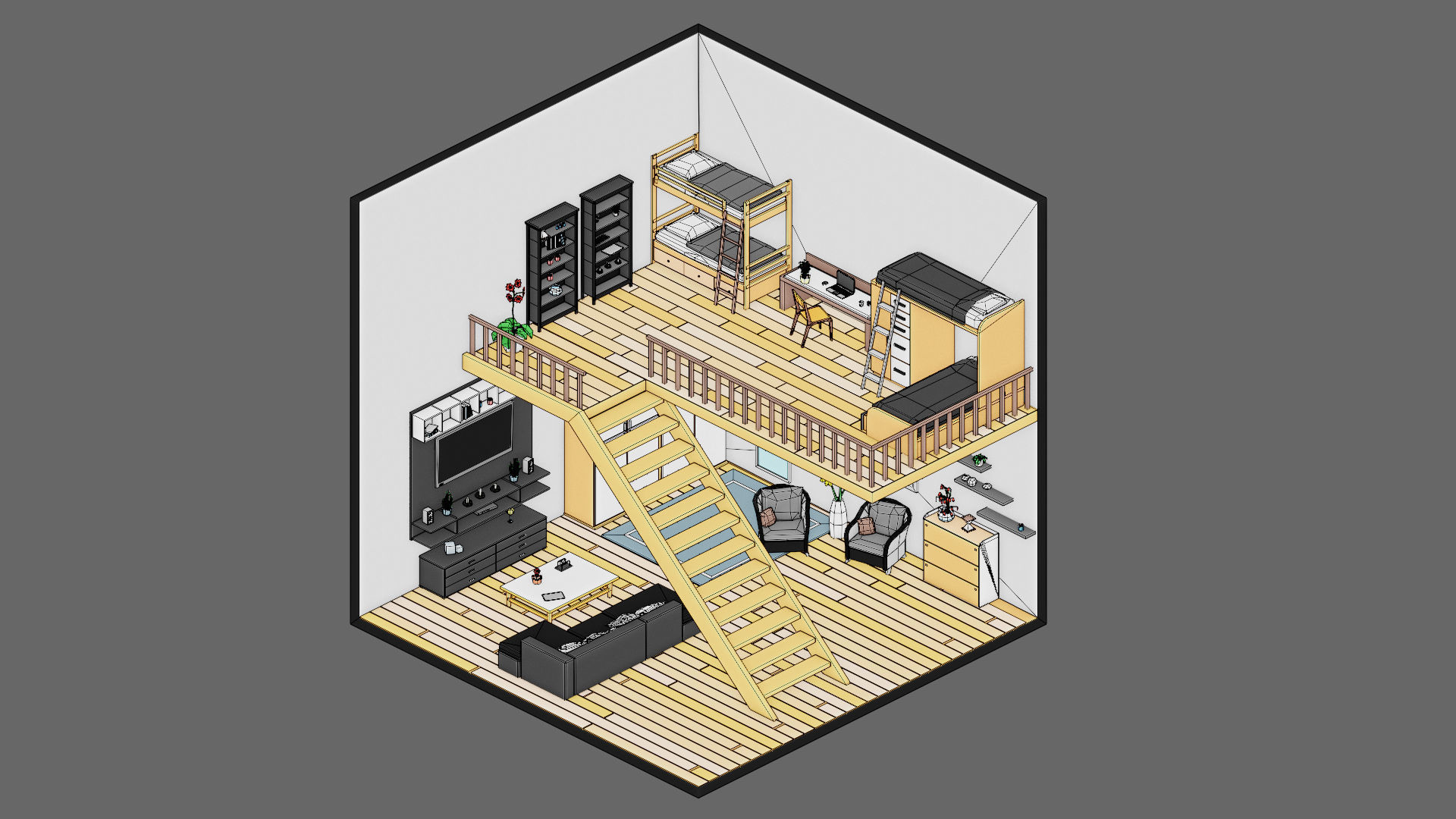 low poly interior 12 Low-poly 3D model_28