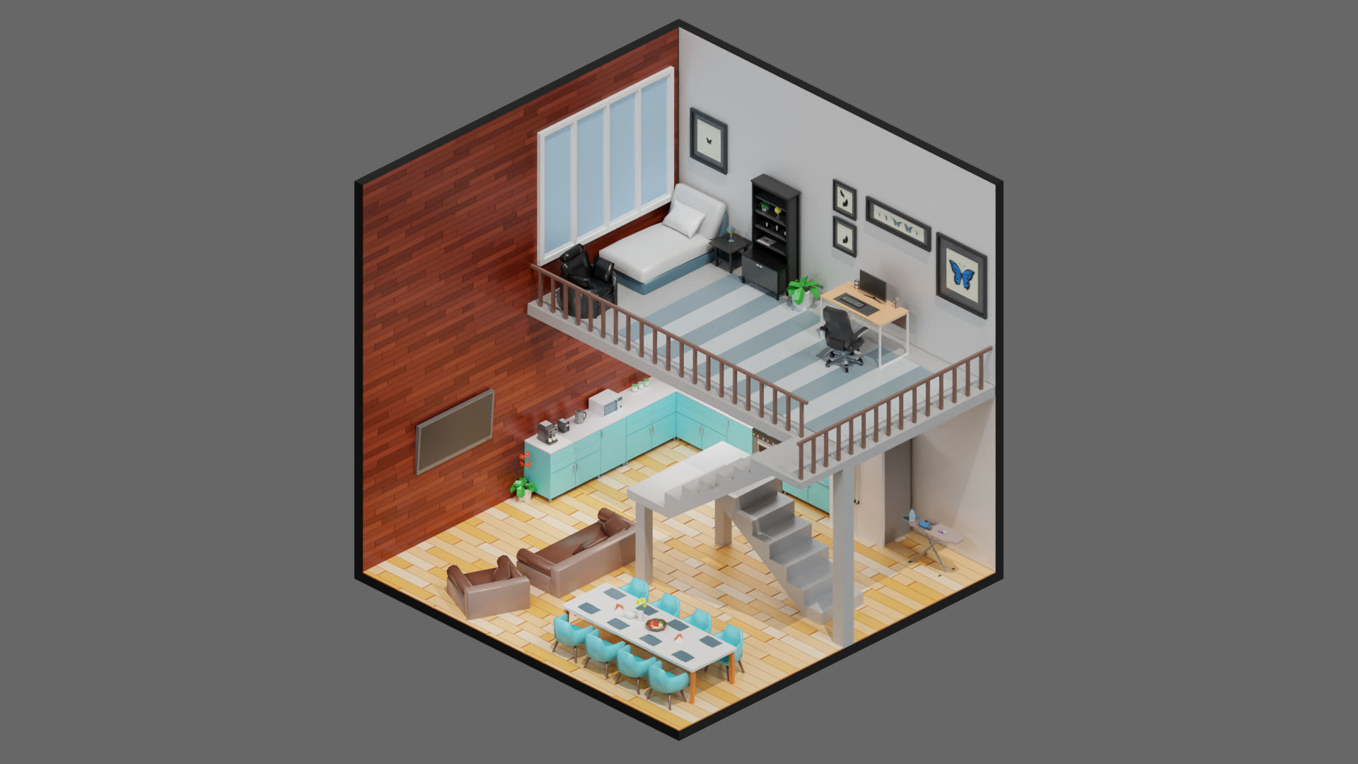 low poly interior 12 Low-poly 3D model_13