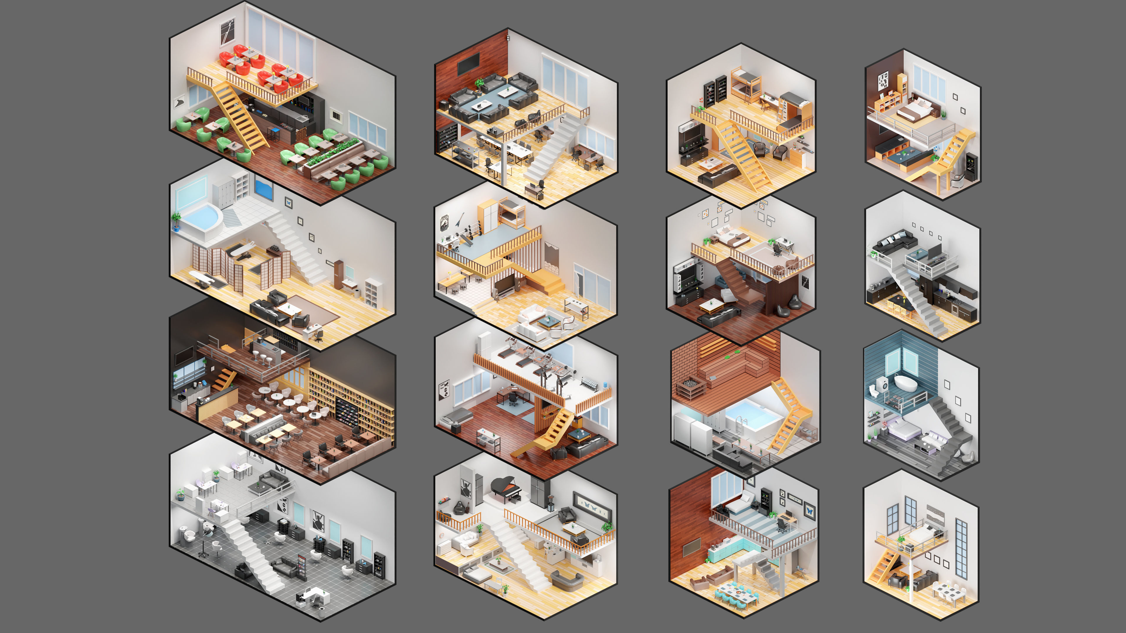 low poly interior 12 Low-poly 3D model_2
