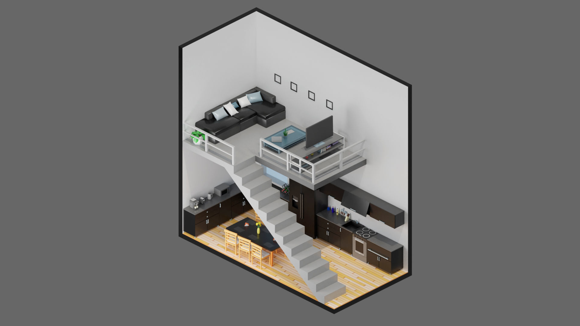 low poly interior 12 Low-poly 3D model_19