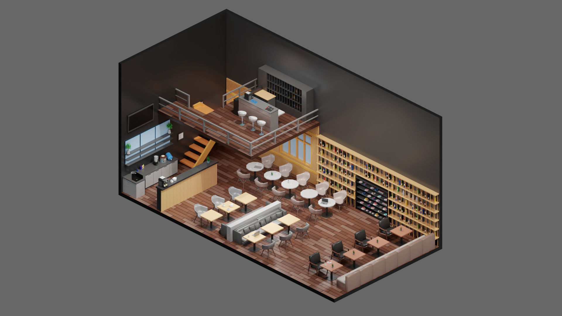 low poly interior 12 Low-poly 3D model_10