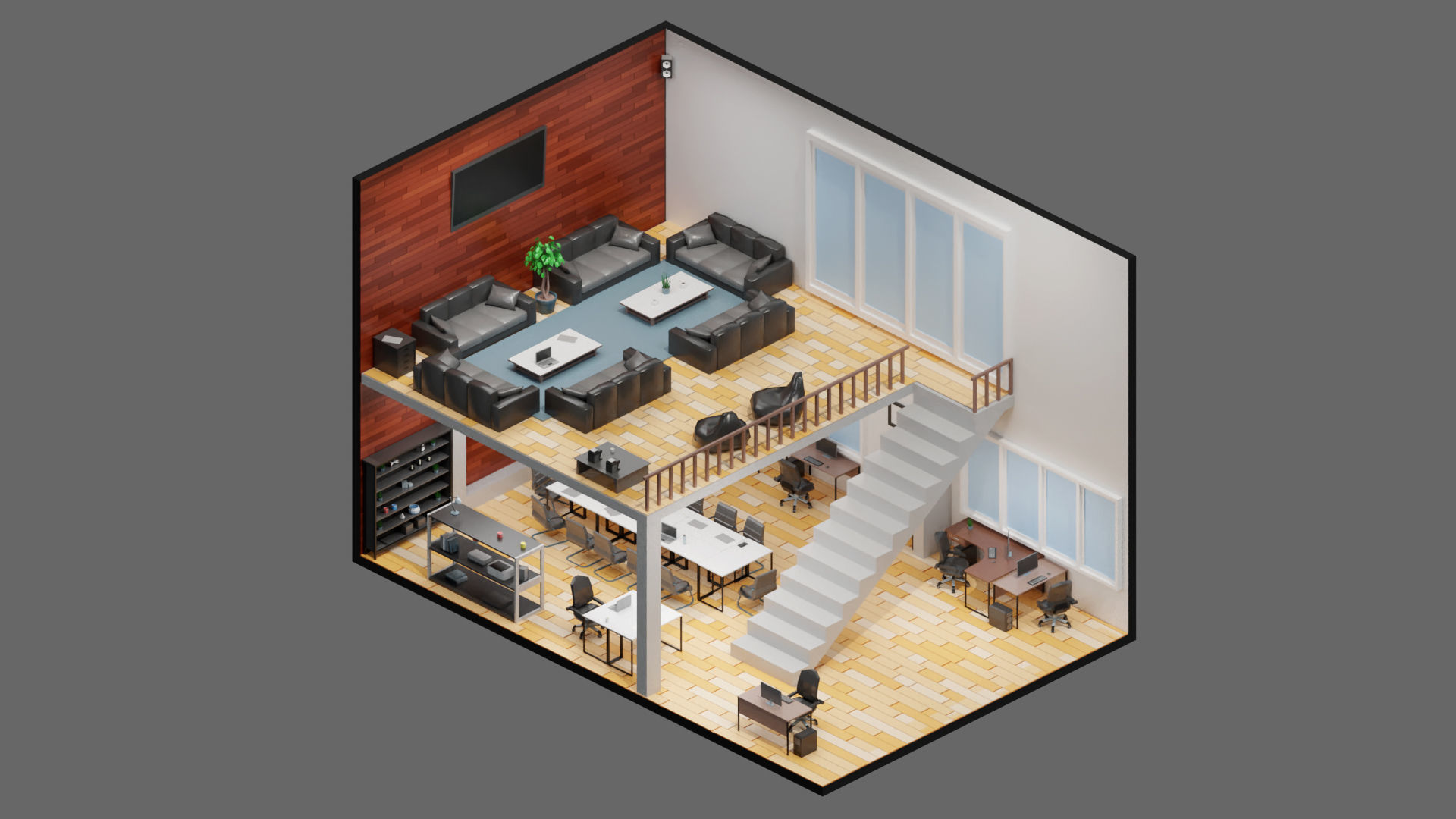 low poly interior 12 Low-poly 3D model_5