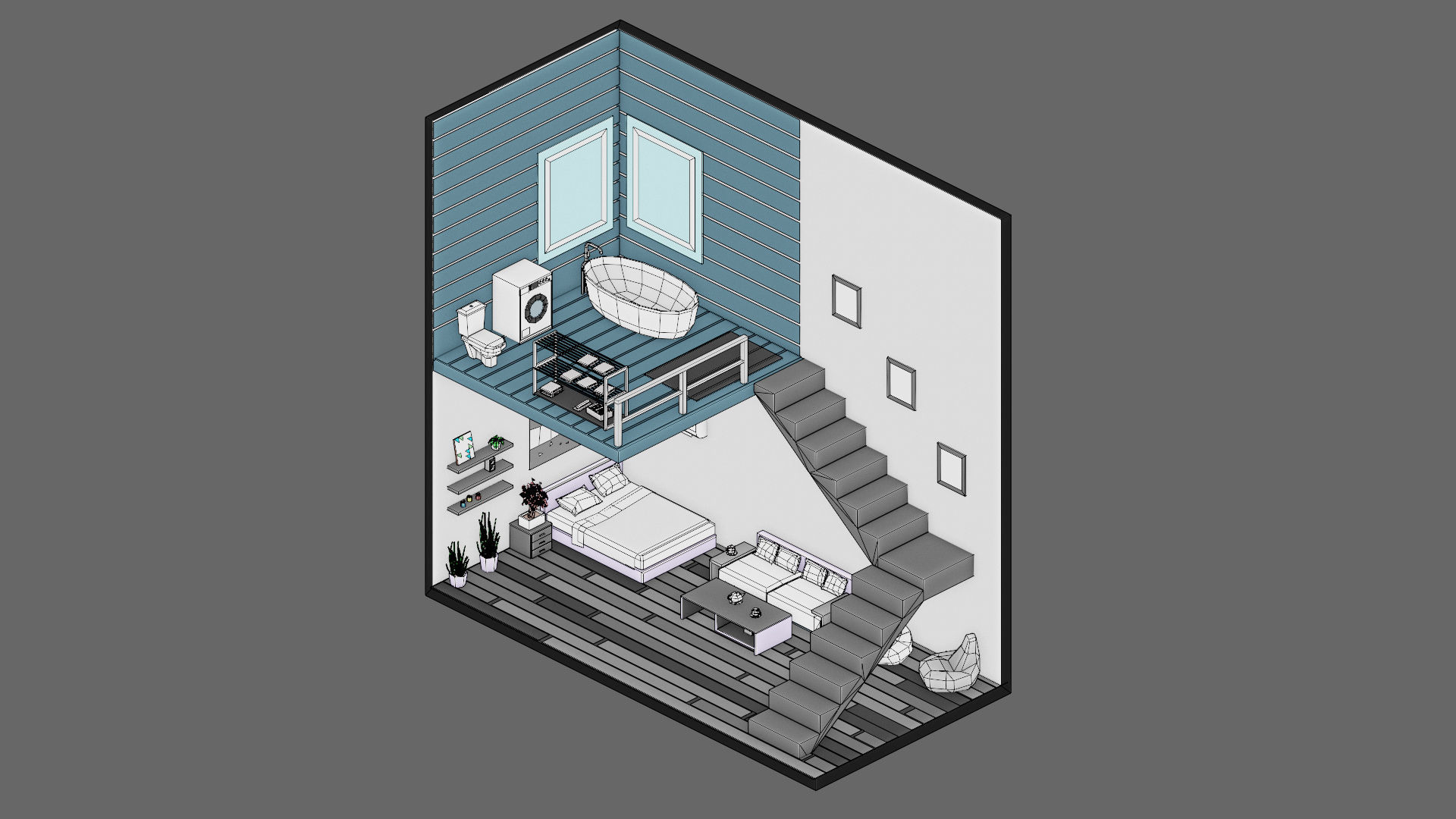 low poly interior 12 Low-poly 3D model_22