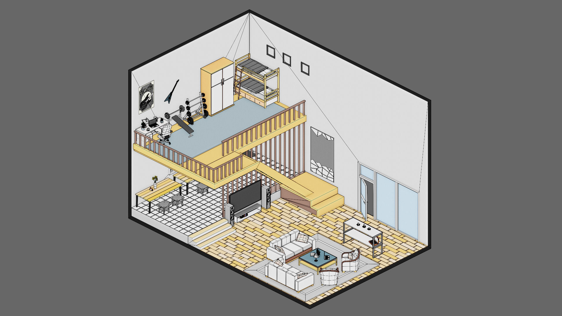 low poly interior 12 Low-poly 3D model_31