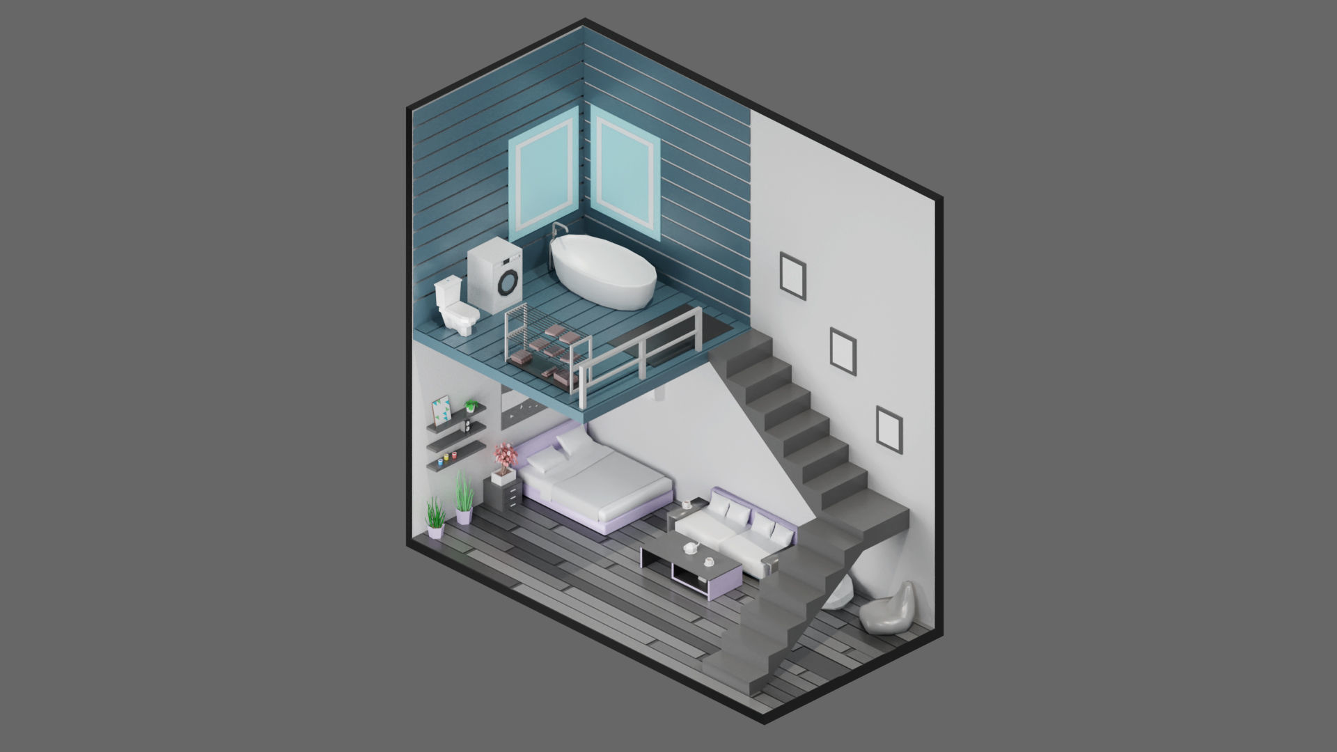 low poly interior 12 Low-poly 3D model_18